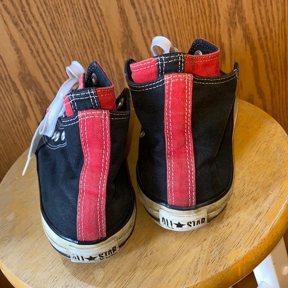 Men's Black and Red High-Top Canvas Sneakers - Picture 4 of 6